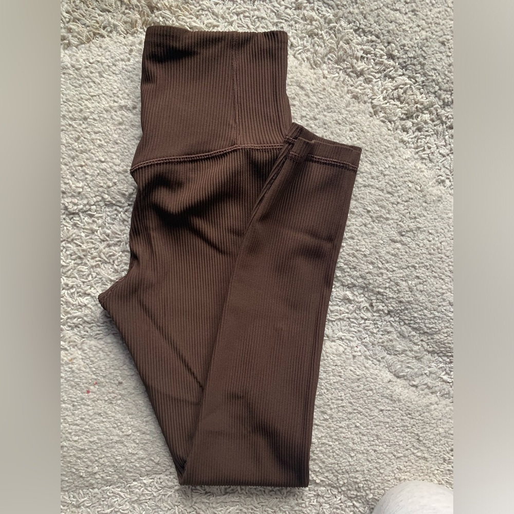 Athleta Elation Brown Ribbed Leggings Size Small